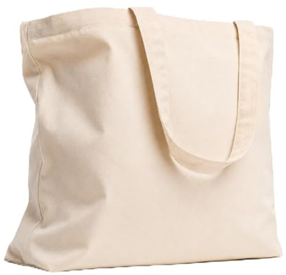 LEATEX Baumwolltasche Groß 50x35x10 cm | Premium Stofftasche aus 220 g/m² Baumwolle | Robuste Einkaufstasche mit Bodenfalte | Unbedruckte Tragetasche zum Bemalen Bedrucken Shopping