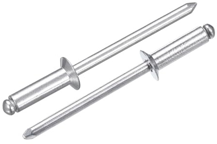 QUARKZMAN 50Pcs 5/32x1/2 Rivetti a Testa Svasata in Alluminio Argento | Per Lamiere Riparazioni Auto Mobili Barche E Condotti, a Strappo Aperti, Fai Da Te