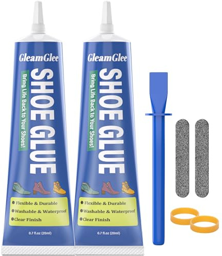 Shoe Glue 2 x 20ml, Extra Strong Sole Repair Adhesive for Trainers, Boots & Work Boots, Waterproof Flexible Shoe Repair Glue, Quick-Drying Glue for Leather, Rubber, Fabric, Vinyl & Canvas