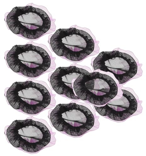 DEARMAMY 20stücke Ballett Haarnetz für Damen Unsichtbares Elastisches Haarnetz mit Violettem Spitzenrand Sicherer Haarknotenhalter für Tanzaufführungen und Prüfungen Leichte Atmungsaktive