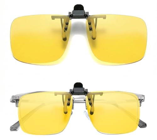 Fgdui Clip-On Polarisiert Sonnenbrille Nachtfahrbrille Reduziert effektiv helle Lichter und erhellt die Straßenoberfläche bei Nach UV400 SchutzFüR alle Outdoor-Aktivitäten