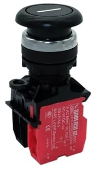 Pulsante di arresto di emergenza impermeabile con testa a fungo Interruttore con molla momentanea Mark SB1 LA68C M22-MJ45M Ø22mm(Red,1NO AND 1NC)