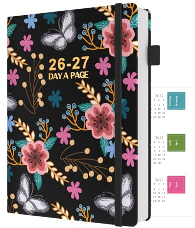 Sailingvan Academic Diary 2026-2027 Page A Day A5, July 2026 - June 2027, 26/27 Mid Year Diary with Calendar Stickers Tabs, 80-gsm Paper, 2 Bookmarks, Pocket for Teachers, Students