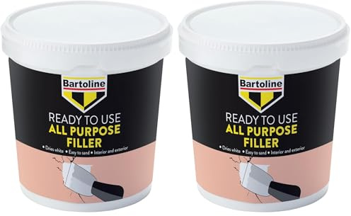 Bartoline Ready Mixed All Purpose Filler 1kg – Quick-Drying Interior & Exterior Wall Repair Compound for Plaster, Wood, Brick, Stone – Smooth White Finish, Easy to Sand & Paint (Pack of 2)