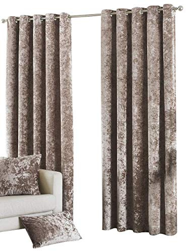Riva Paoletti Verona Ringtop Occhielli Tende (Coppia) - Oyster Beige - Vellutato - Crushed Velvet di Sguardo 100% Poliestere - 168 Centimetri di Larghezza X 137 Centimetri Goccia (66 X