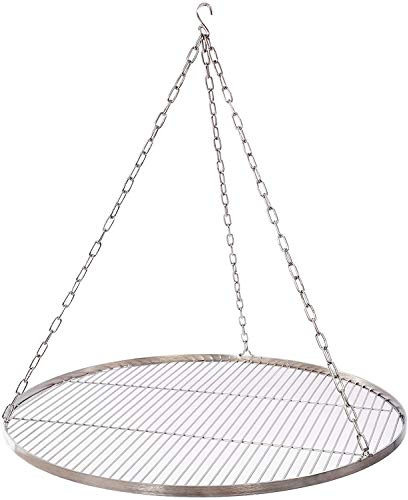 60 cm Grillrost Edelstahl für Schwenkgrill 3 Bein BBQ Grill Rost mit Kette 14 mm Stababstand