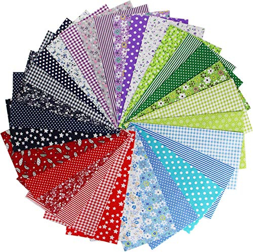 aufodara 30 Stück Baumwollstoff Stoffpakete 25 x 25 cm Patchwork Stoff Set 100% Baumwolle Bedruckte Mustern Mehrfarbig DIY Handwerk Stoffe zum Nähen Quilten Basteln (30 Stück)