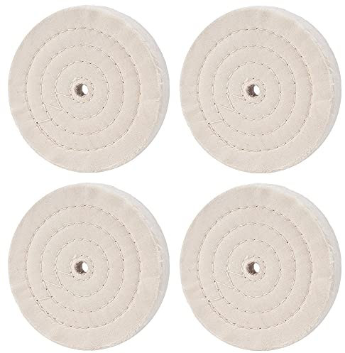 QZATACAEN Disco de pulido de algodón 150 mm, extra grueso espiral, 70 capas, 4 unidades (orificio 12,7 mm)