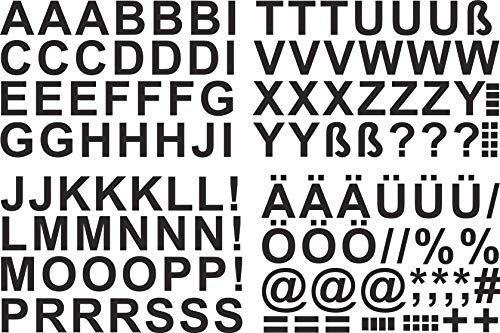 Buchstaben Aufkleber 5cm Hoch - in Schwarz - 131 Stück - Selbstklebende Buchstaben und Zeichen A-Z - Ideal für den Außenbereich da Wasser und Wetterfest