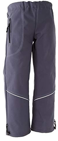 ADELLINO Kinder wasserdichte Hosen, Mädchen Jungen Fleece gefütterte Winddichte Skihose, Winter Softshell Isolierte warme Hose zum Wandern, Angeln, Reißverschlusstaschen Anti-Falten-Cargohose,Grau,152