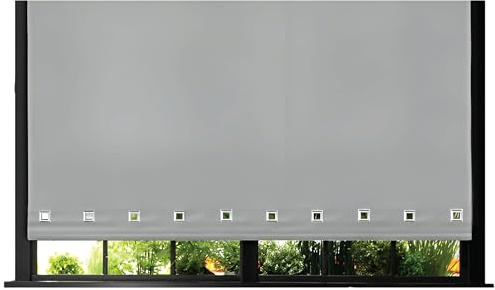 Funky Gadgets Square Eyelet Light Filtering Roller Blinds -Window Shades Easy Fit Polyester Fabric Daylight Trimmable Roller Blind- Child Safe Metal Tube with Fittings (W120 x L165cm, Light Grey)