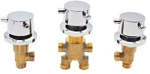 C/H Waterfall Bath Switches Mixer Faucet Cold and Hot Water Mixing Valve Split Brass for Massage Bathtub Faucet Tap 2 or 3 Way Control, Triple Handle, Ceramic Valve Core, Temperature Control