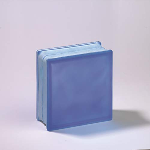 Bloque de Cristal Lux Glass Azul Marino Ondulado Satiinado 2 caras | cm 19x19x8 | Unidad de venta 1 caja de 6 pzas