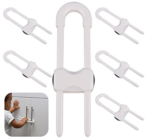 Yisscen 6 Pièces Serrure de Sécurité d'enfant,Verrou d'armoire de sécurité verrous de sécurité en forme de U Serrure d'armoire coulissante,pour tiroirs réfrigérateurs,placard cuisine salle de bain