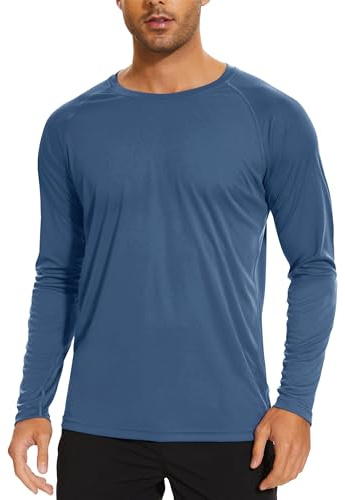 TACVASEN Herren UPF 50+ UV Sonnenschutz Longsleeve Shirt Outdoor Langarm Tshirt Rashguard-Shirt, Indigo, L