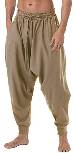 AITFINEISM Hombre Pantalones Harem Cómoda Cintura Elástica Pantalones Moda Color Sólido Casuales Yoga Hippies Pantalones (Ejercito Verde 1, M)