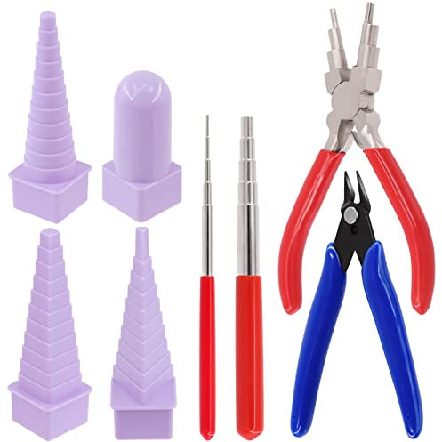 Keadic 8Pcs Wire Looping Tool Set - Includes 6 in 1 Bail Making Pliers, Round Looping Rods, Jewelry Pliers and Mandrel Wrapping with Jewelry Forming Rings for Wire Bending