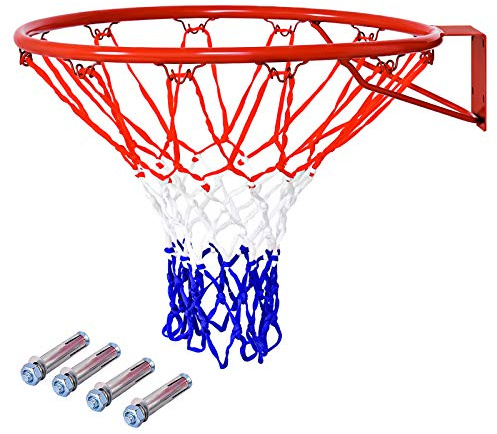 COSTWAY 15/18 Basketball Rim, Wall Door Mounted Basketball Hoop with All Weather Net, Heavy Duty Universal Basketball Rim Goal Replacement for Indoor Outdoor