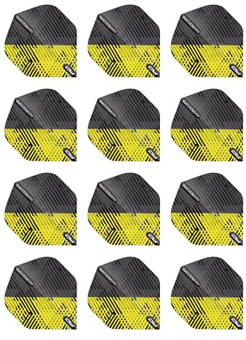 RED DRAGON Hardcore Radical Gelb und Schwarz Fleck Dartflug - 4 Set pro Packung (insgesamt 12 Dart-Flights)