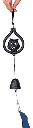HALAHAI Carillon a Vent Carillon à Vent Hibou en Fonte Suspendu Carillons Éoliens Japonais Décoratifs pour Jardin Patio Cour Intérieur Extérieur Pendentif Décoration Carillons éoliens