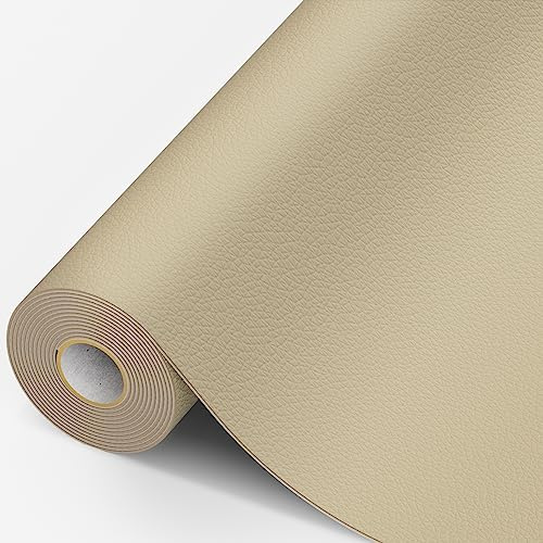 MICTER Leder Patch Selbstklebend, 40 x 300cm Kunstleder Selbstklebend Reparatur Kit für Möbel, Sofa, Autositze, Taschen, Leder Reparatur und Renovierung (Beige gelb)