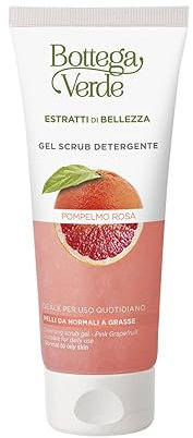 Bottega Verde - Estratti di Bellezza, Gel Scrub Detergente, 100 ml, con Pompelmo Rosa, Trattamento Esfoliante e Purificante per Pelli Normali e Grasse, Uso Quotidiano