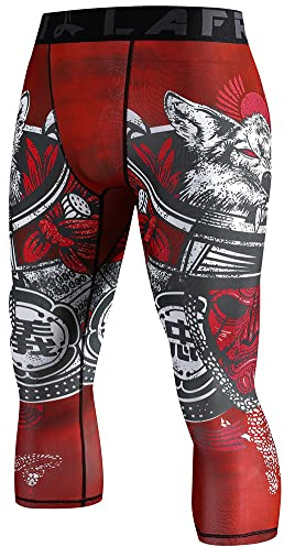 LAFROI Men's Compression Fit 3/4 Tights Leggings with Pcoket/Non-Pocket-YSK10 Warrior Size LG