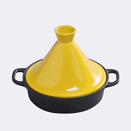 ZAANU Pentole per zuppa, Padella Spessa per casseruola in Ceramica con Base in ghisa e Coperchio a Imbuto in gres per Tutti i Tipi di Piano Cottura, Giallo (Giallo)