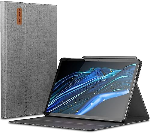INFILAND Hülle für Samsung Galaxy Tab S9 FE/S9 2023 mit S Pen Halter, Multi-Winkel Ständer Hülle für Galaxy Tab S9 FE 10.9Zoll/S9 11Zoll, Auto Schlaf/Wach Funktion, Gary