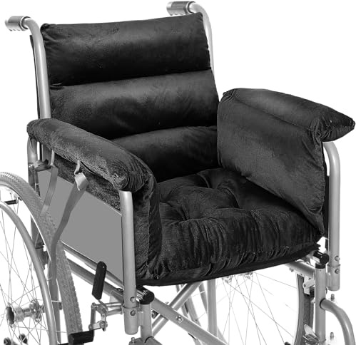 Suzile Wheelchair Cushion Wheelchair Seat Cushion with Strap Recliner Suitable for 18 Inches Armrest and Support for Senior(Black)