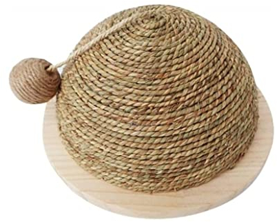 HALAHAI Kratzbrett Kratzpappe Kratzmatte Für Katzen, Bodenplatte Aus Holz, Strohhalm, Halbrunde Schleifkralle Für Katzen Zum Schutz Von Möbelzubehör Kratzmatte Kratzbrett Katze