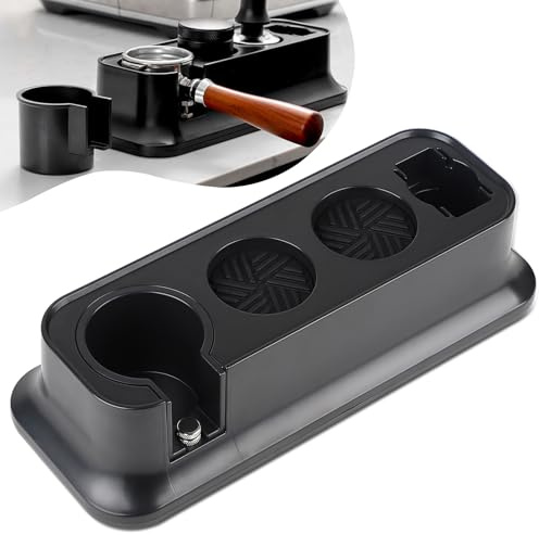 EFUTURETIME Tamper Station Cafe 51-58mm Universal, Coffee Tamperstation Ajustable de ABS, Espresso Tamper Holder Antideslizante para Barista Accesorios Almacenamiento