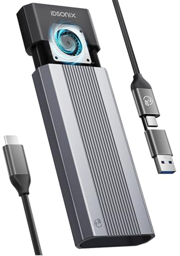 iDsonix 40Gbps NVMe Gehäuse mit Lüfter, M.2 SSD Gehäuse kompatibel mit Thunderbolt 4/3, USB4/3.2/3.1/3.0/2.0, NVMe USB Adapter für MacBook PC, bis zu 2800MB/s