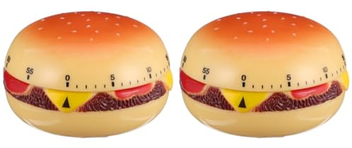 MAGICLULU Mechanischer Küchen-Kochtimer Im Hamburger Design Eieruhr Ohne Batterie Kurzzeitwecker Für Kochen Lernen Und Fitness 2Er-Set 7.00 X 7.00 X 9.00 cm