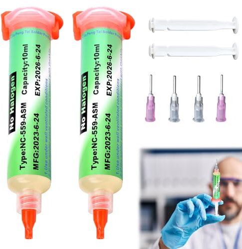 Seringue De Flux De Soudure 2 Pièces Pate a Souder Flux Soudure Sans Plomb Flux No Clean Flux De Pâte à Souder Pour CPU PCB SMD IC Réparation Électronique 10 ML