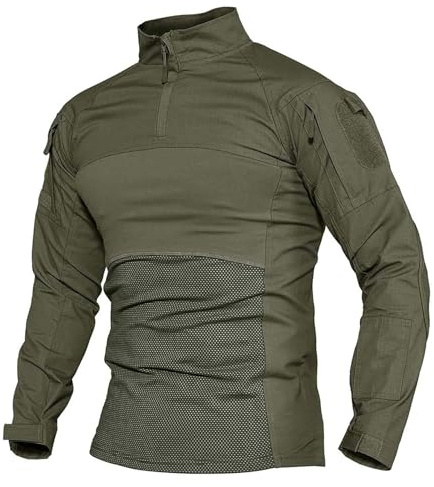 KINROCO Herren Combat Shirts Outdoor Taktische Kampfhemden Hemd Militär Airsoft Kampf Jagd Hemd(Size:5XL,Color:Grün)