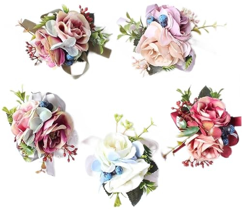 RWRAPS Handgelenk-Anstecknadel für Hochzeit, Boutonniere, Bräutigam, Anstecknadel, Braut-Handgelenk-Anstecknadel, Blaue Rose, Blumenarmband, Hochzeitszubehör (Farbe: A) (B)