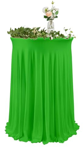 XHDZSW Stehtisch Hussen, Cocktail Spandex Stretch Tischdecke Mit Rock, Runde Cocktailtischrock Tailliertes High Top Stehtisch Husse, Für Party Hochzeit Banketttisch (DunkelgrüN,80x110cm)