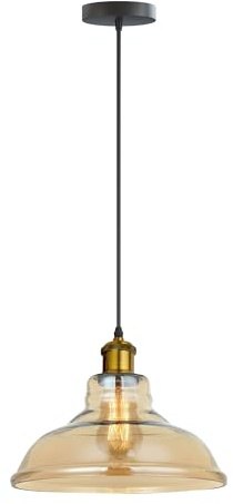 DC VOLTAGE Vintage Pendant Light Industrial Clear Glass Ceiling Light Hanging Fitting E27 Base Fixture for Kitchen Dining Room (Bowl - Without Bulb)