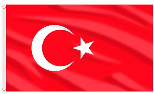 AhfuLife Türkei Flagge 90 x 150 cm für 2026 WM, 2 Stück Türkische Fahne mit Messing-Ösen, Türkische Nationalflagge für Eurovision Euro Fußball Olympische Nationaltag Bar Partydeko