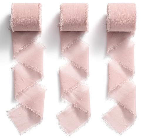 MORSUNBELA Chiffongband Gammelrosa Presentband 3,8 Cm Tygband Fransband 19,2 M