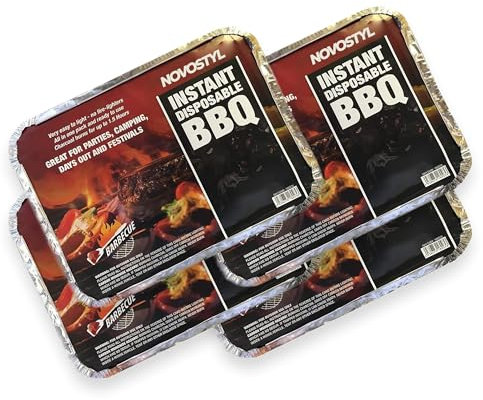 Disposable Portable BBQ Grill Tray - Pack of 4 Instant Light Charcoal Barbecues Grill Tray for Garden BBQs, Camping BBQ, Fishing or Picnic Set
