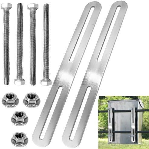 Jiehaojia 2 Set di Fissaggio per Cassetta Postale per Recinzione 215 x 24 mm Fissaggio per Recinzione per Fissare le Cassette Postali a Cancelli o Recinzioni(Argento, 215mm)