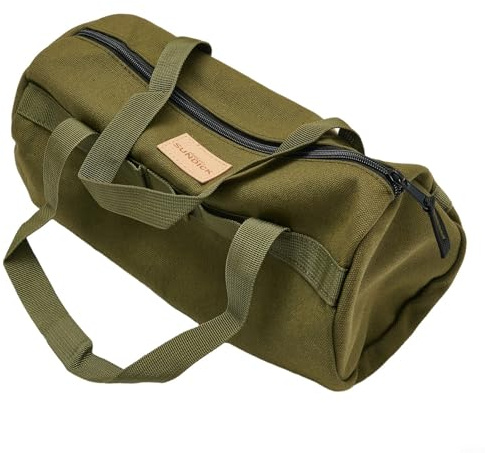 Camping Tent Ground Nail Bag, Canvas Camping Tool Tent Peg Storage Bag, 35x15x15cm Ground Nail Bag Hammer Rope Organizer(Army Green)