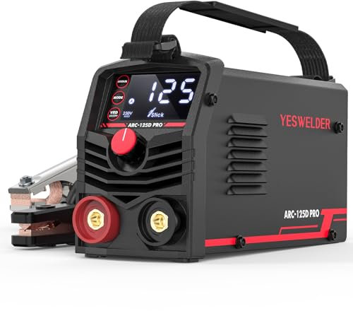 YESWELDER Elektroden Schweißgerät Große LED Anzeige Mini MMA Stabschweißgerät, 230V Tragbares ARC Schweißgerät 125Amp, Heißstart Lichtbogenkraft VRD 235×94×130mm