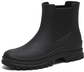 MIXSEN Botas de Agua Mujer Impermeable Botas de Lluvia Antideslizante Botines de Caucho Rain Boots Botas de Goma(Negro,41EU)