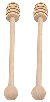 TOPBATHY 2Pcs Wooden Honey Stirrer Stick Deep Grooved Design for Ladling Honey Chocolate Molasses in Party Favors Wedding Occasions