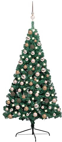 Xichuzi Künstlicher Halb-Weihnachtsbaum Beleuchtung Kugeln Grün 120 cm, Tannenbaum Künstlich, Christmas Tree, Tannenbaum Deko, Weihnachtsbäume, Christbaum - 3077563