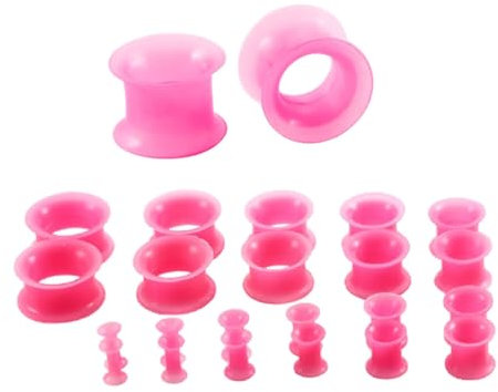 Tolldek 20mm Tunnel Dehnstab Set 22 Stücke, Mehrere Größen Reifen Flexible Dünne Piercing Ohrringe, Silikon Rose Ohrringe für Männer Frauen Körper Piercing Schmuck