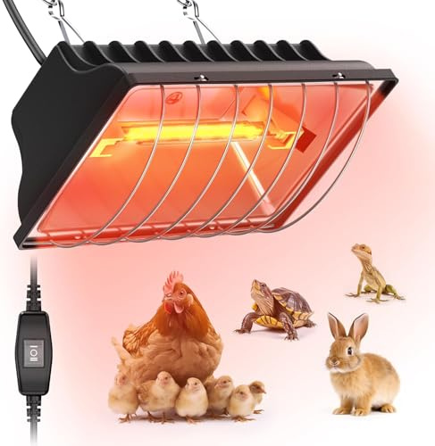 HEYOUTH Wärmelampe Hühner,Rotlichtlampe Wärmelampe Küken,mit Sparschalter,Heizlampe Hühnerstall,Wärmelampe Tiere,Ferkellampe, Kückenlampe, Wärmelampe Tiere Hühner Infrarot Heizstrahler (175W)